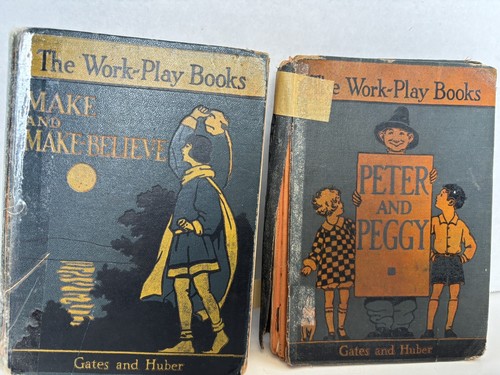 Vtg set work play books - of,
